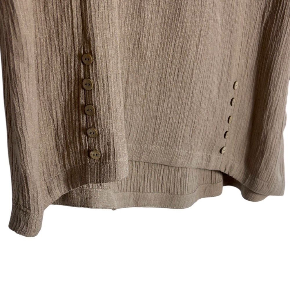SOFT SURROUNDINGS Oceo Gauze Crinkle Boxy Fit Tunic in Taupe Size XL - Picture 6 of 10